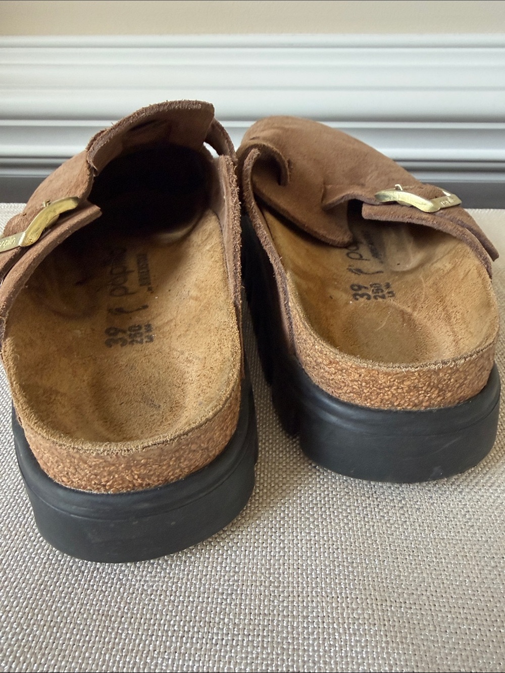 Birkenstock Papilio  Brown Suede Slip-On Clogs with Buckle - Picture 5 of 8